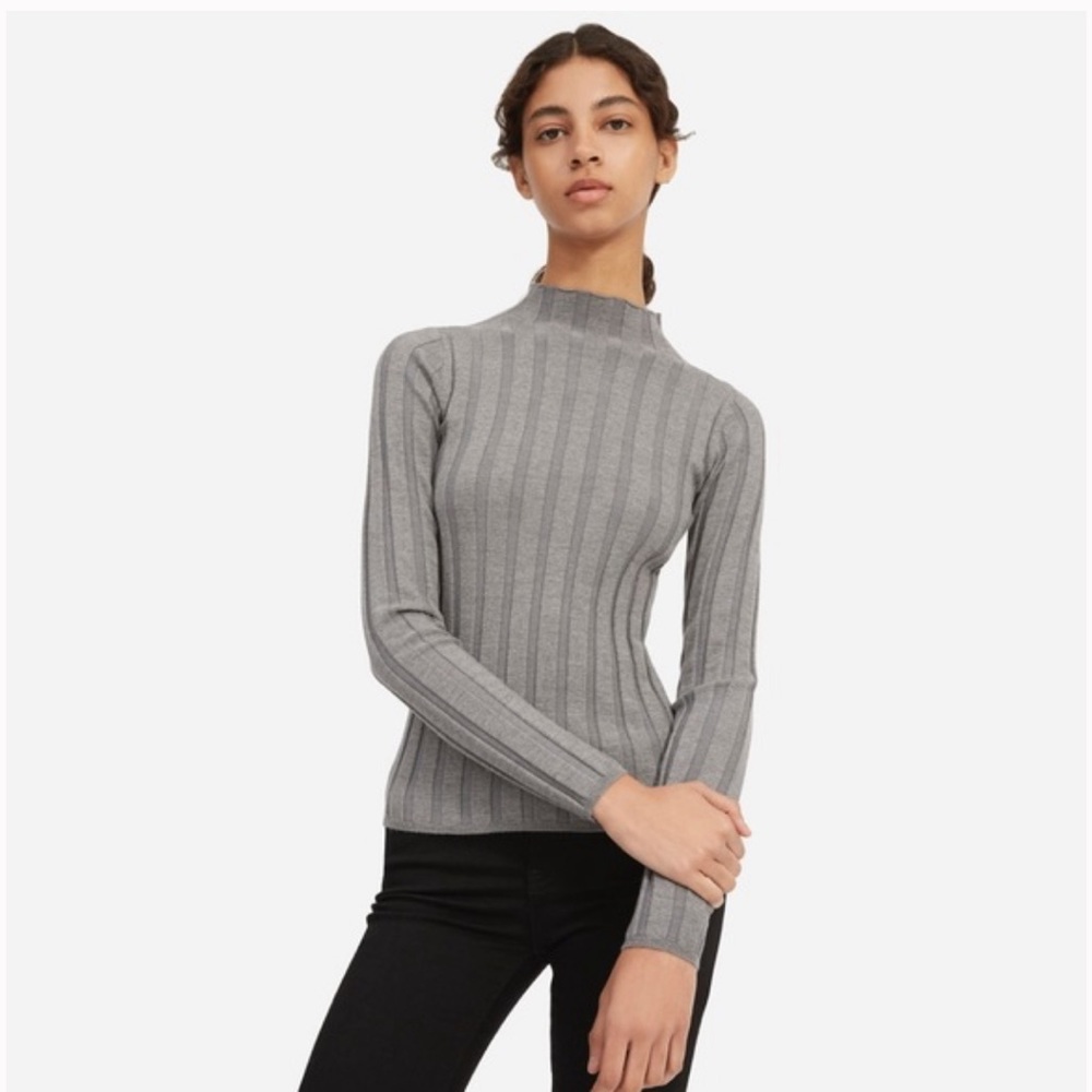 EVERLANE Mockneck Luxe Wool Ribbed in Grey